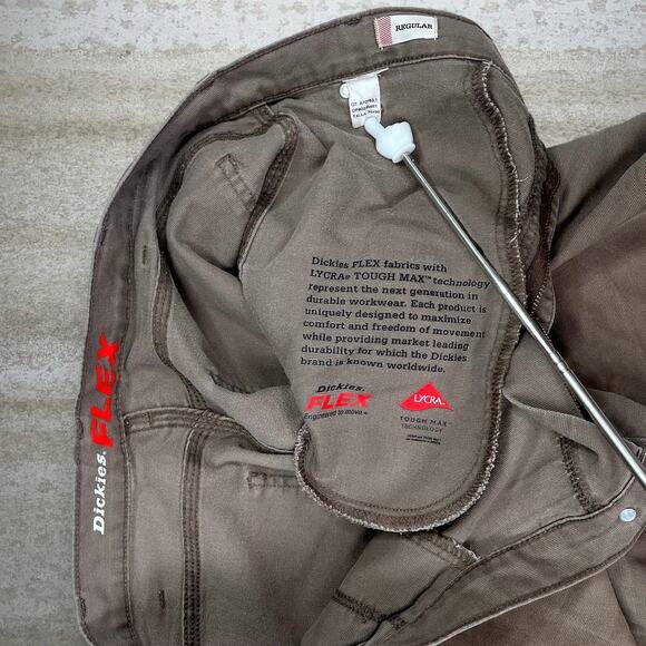 Vintage Y2K Dickies Carpenter Pants 36x30 Baggy Wide Chocolate Canvas Dungarees - Picture 4 of 7